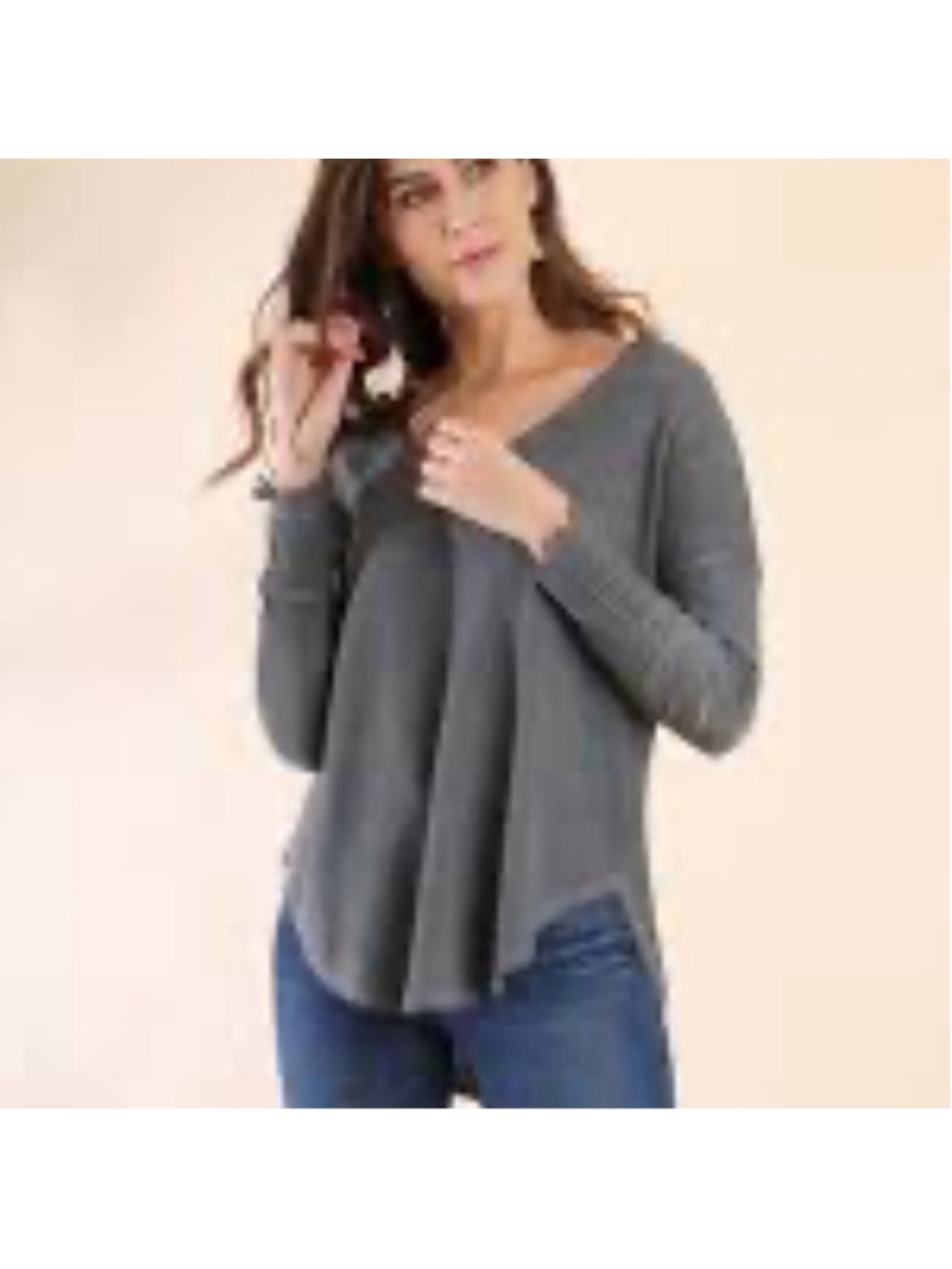 Free People We The Free Thermal Top Long Sleeve Size M Boho Oversized Flowy